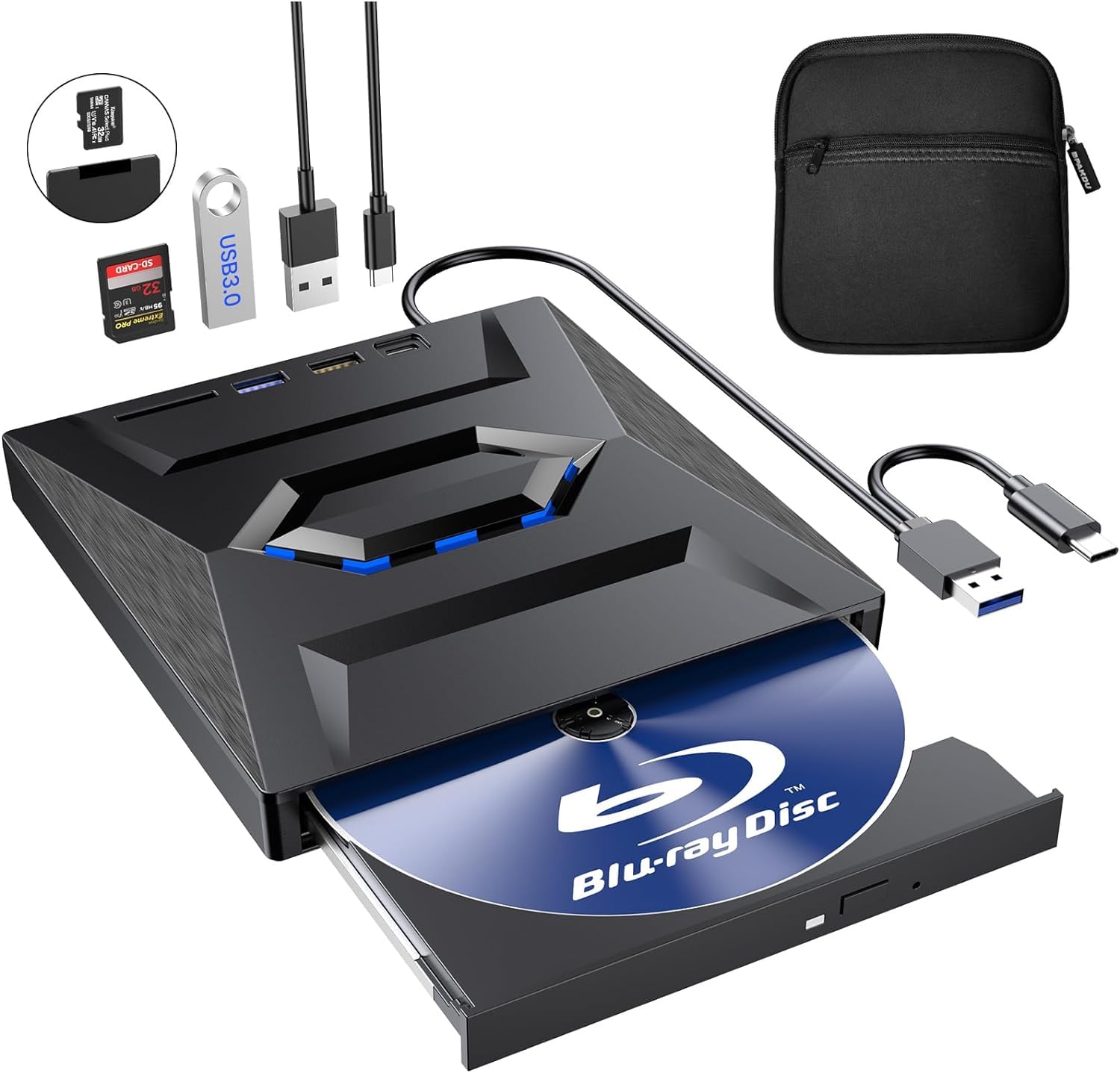 BLU-RAY　プレイヤー Unidade Blu Ray externa com capa, leitor portátil de Bluray